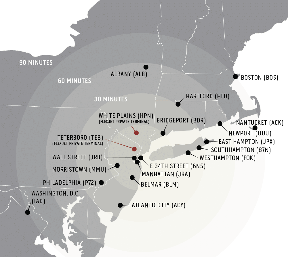 Rnage map showing New York radius
